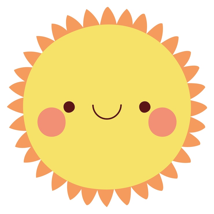 Vetor desenho de sol kawaii