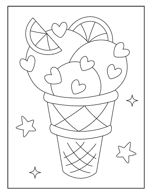 Desenho de Sorvete Kawaii de Cone para colorir