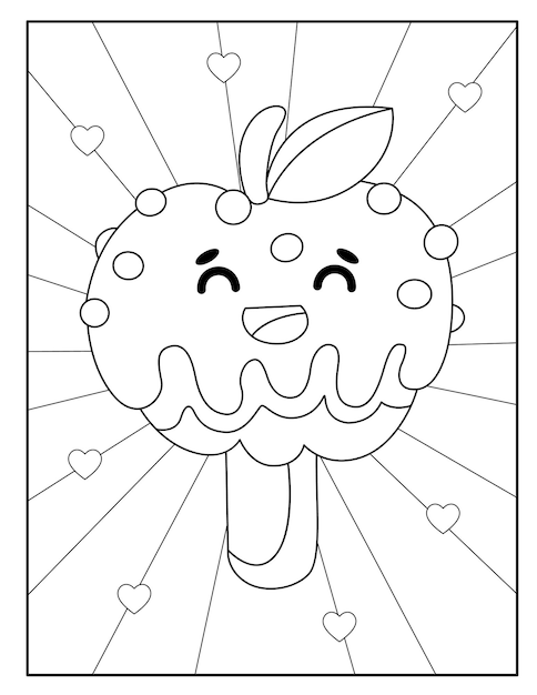 Desenho de sorvete kawaii para colorir