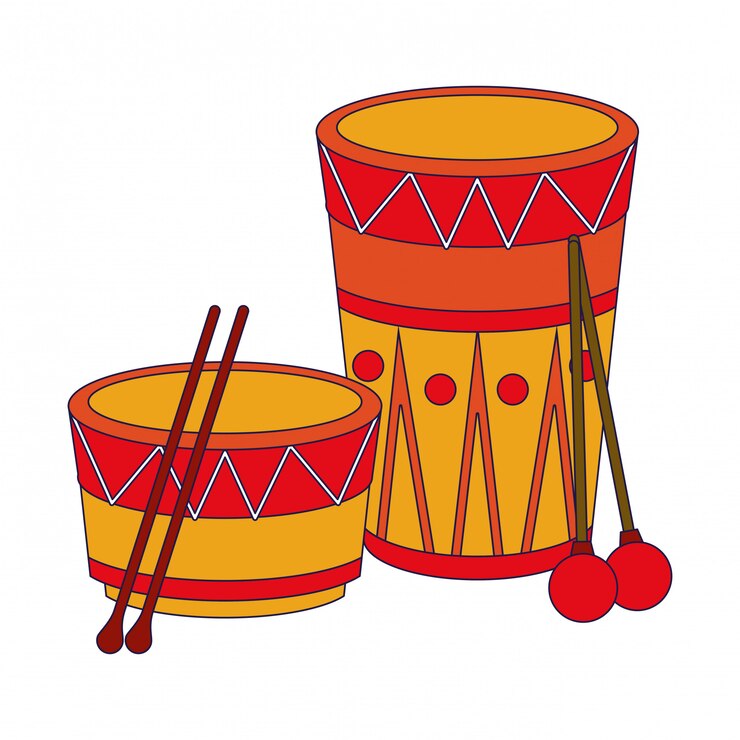 Vetor desenho de tambor musical de instrumento de música