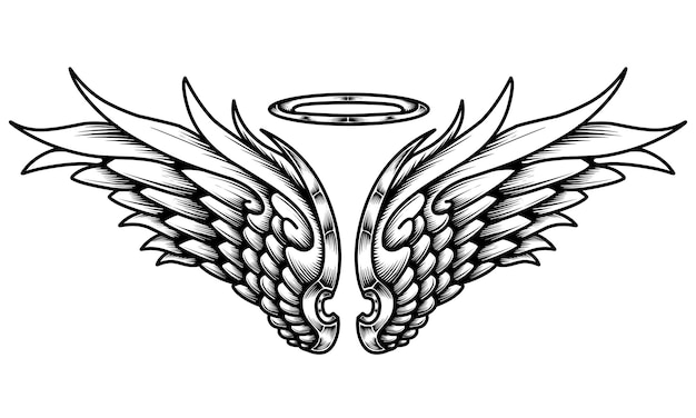 Desenho de tatuagem de asas de anjo vetorial