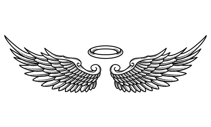 Vetor desenho de tatuagem de asas de anjo vetorial