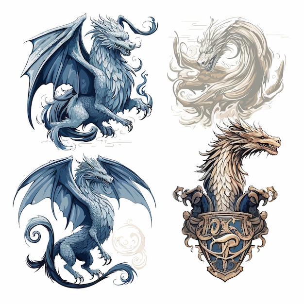 Vetor desenho de tatuagem de dragão galês