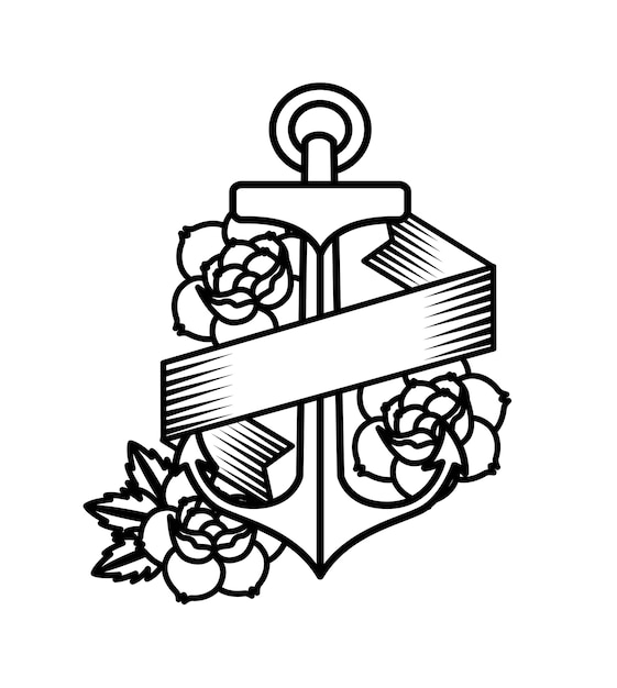 Vetor desenho de tatuagem de rosas