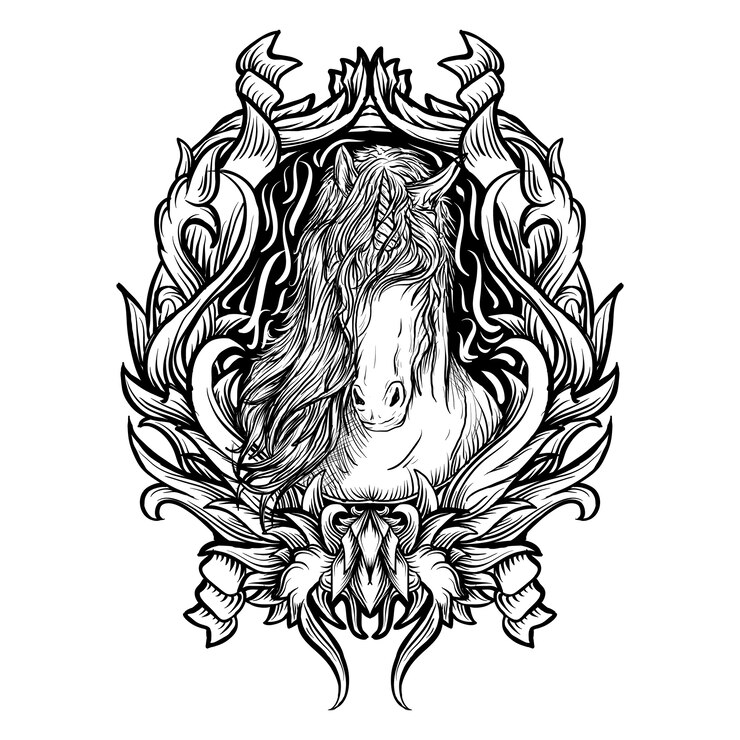 Vetor desenho de tatuagem e camiseta em preto e branco ilustração desenhada à mão