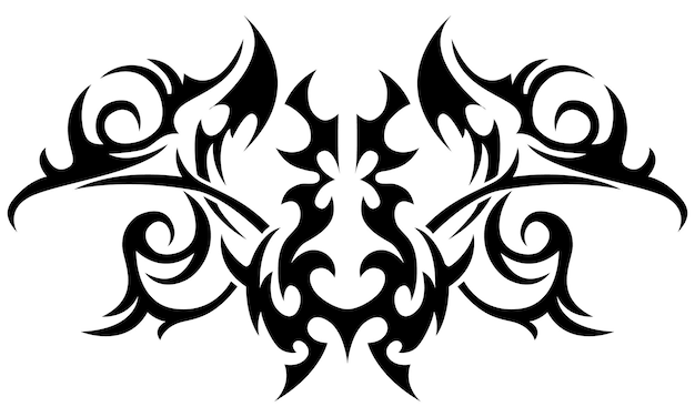 Desenho de tatuagem Ilustração vetorial preto e branco Fantasia especial Animal Cão Lobo Máscara facial