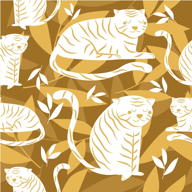 Vetor desenho de tigre fofo animal padrão sem emenda