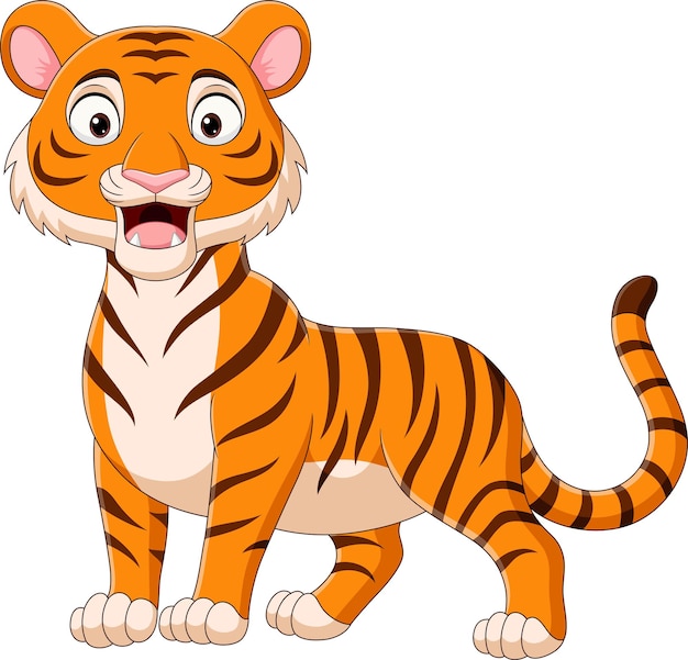 Desenho de tigre rugindo em fundo branco