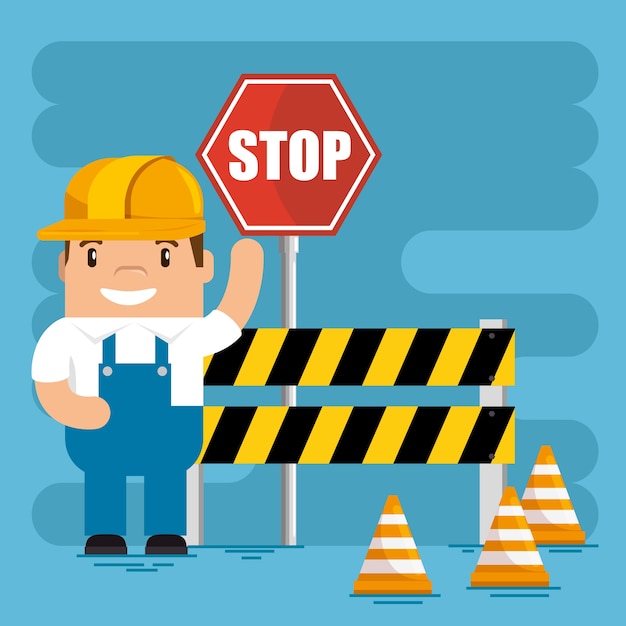 Desenho de trabalhador de construção