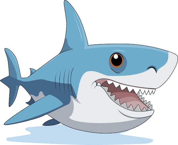 Desenho de tubarão bonito no fundo branco
