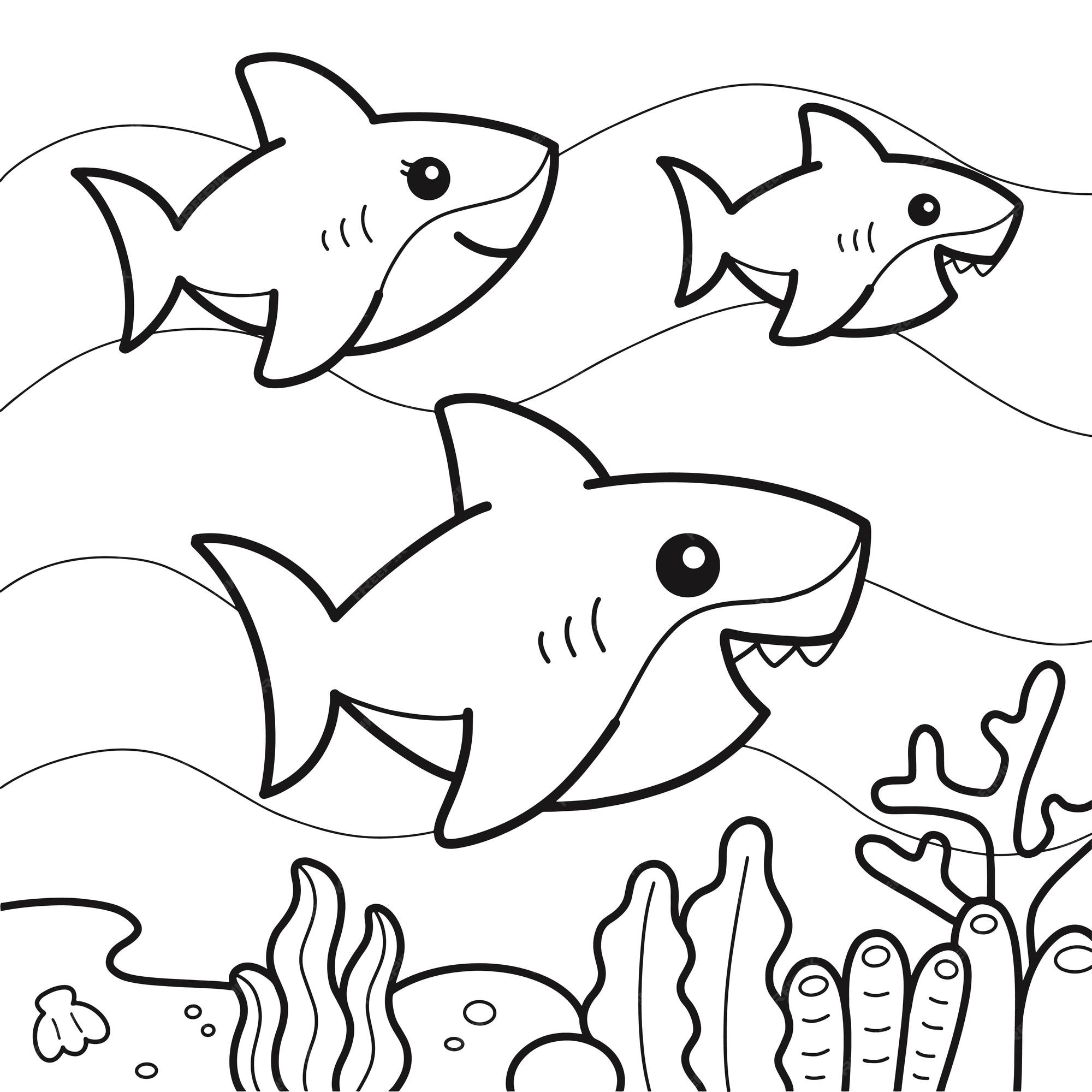 Desenhos de Baby Shark para Imprimir e Colorir