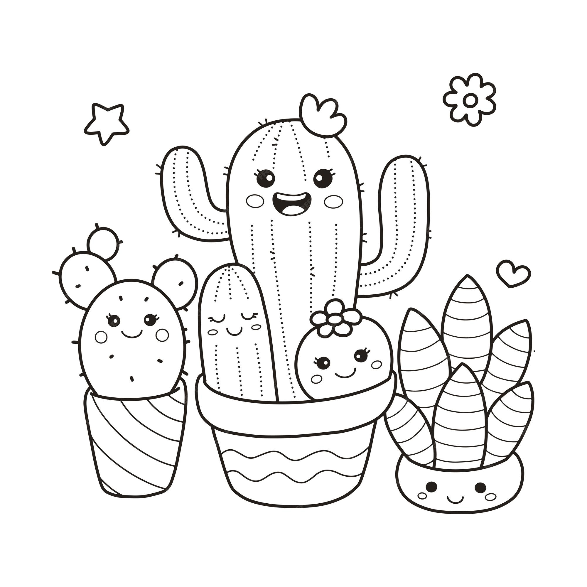 Desenho de cactos para colorir