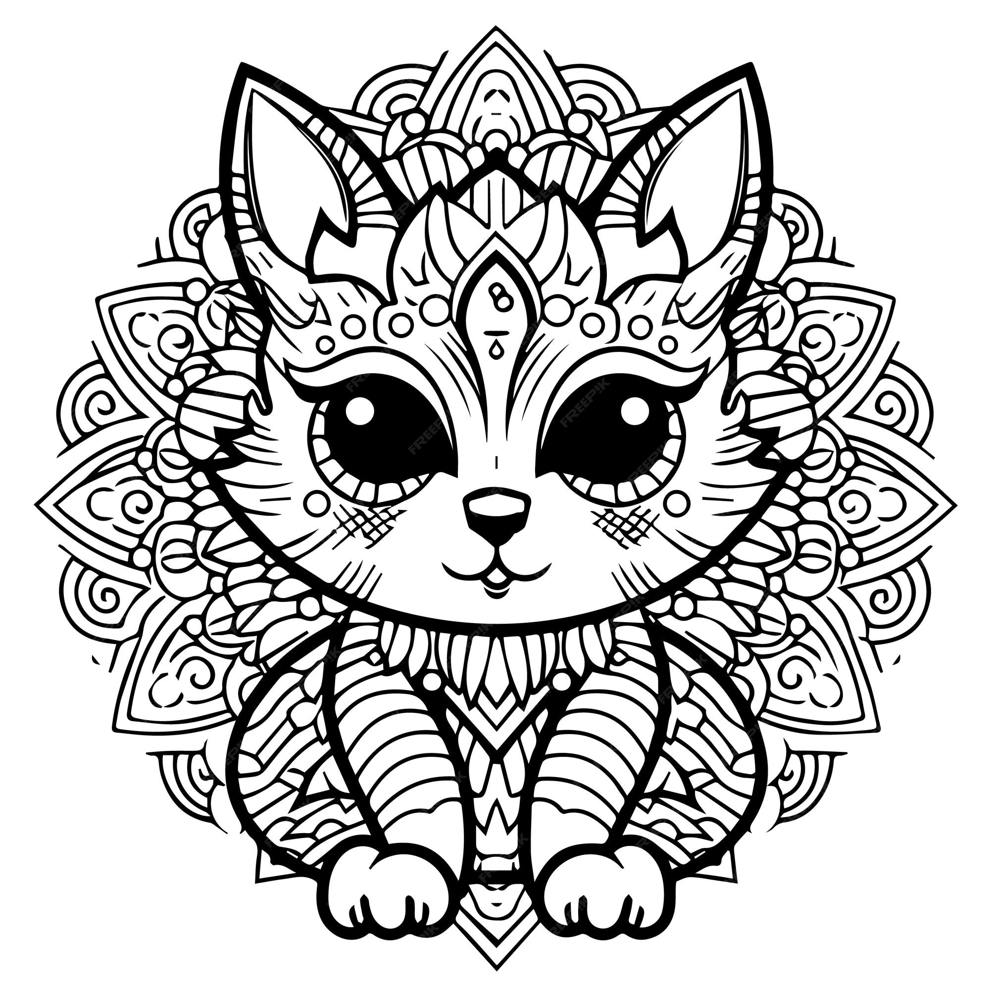 mandala de gato para colorir para adultos 6325843 Vetor no Vecteezy