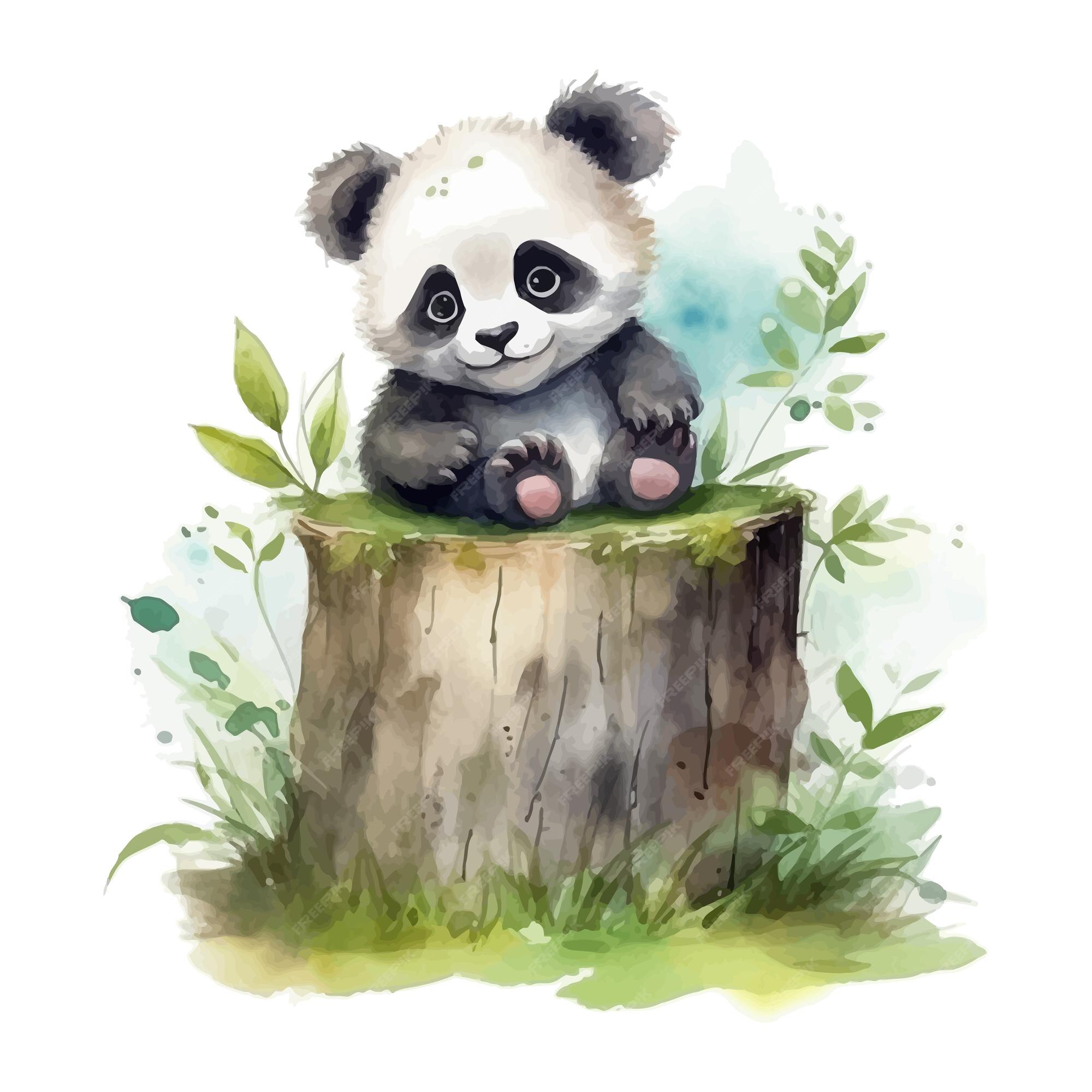 Animal Zoológico Vetorial Pequeno Panda Engraçado Estilo Desenho