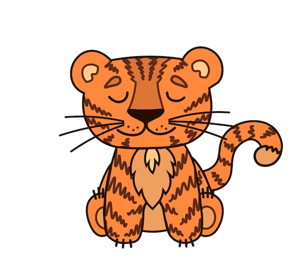 Desenho de um tigre listrado laranja animal bonito para calendários de cartões postais