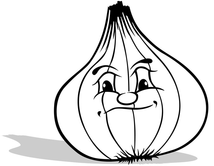 Vetor desenho de uma cebola com um rosto