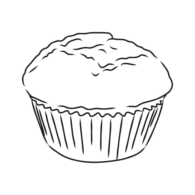 Desenho de uma ilustração de esboço de vetor de cupcake de cupcake