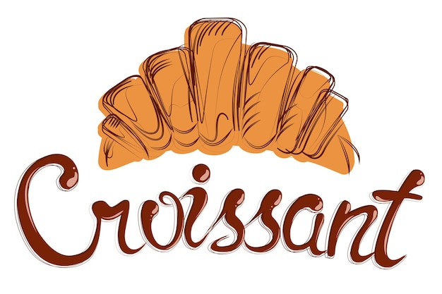 Desenho de uma inscrição de croissant com creme