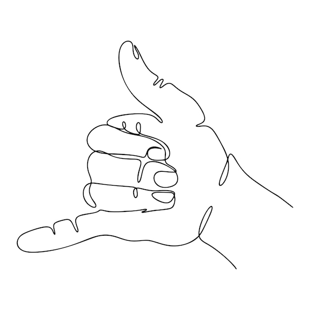 Desenho de uma linha esboço de uma linha contínua gesto de mão ligue para mim