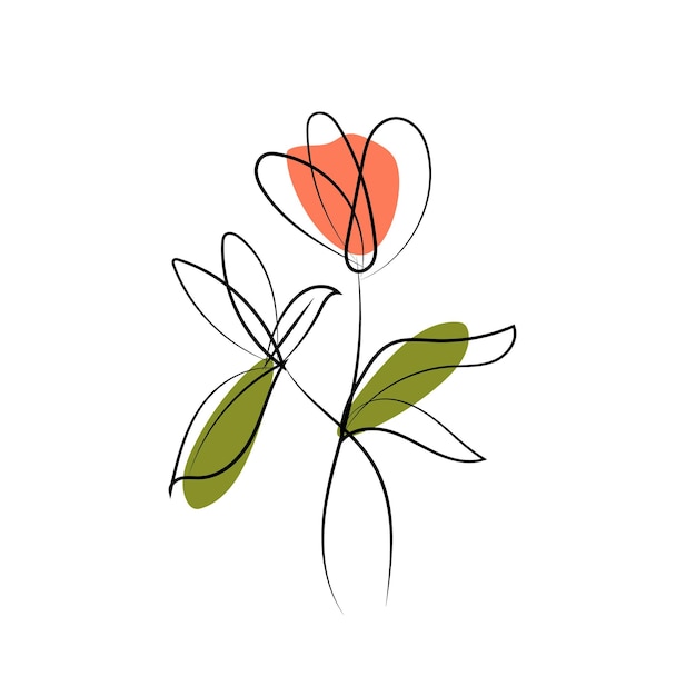 desenho de uma linha ilustração minimalista de flores em estilo de linha de arte