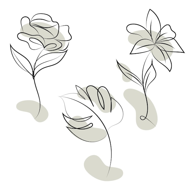 Vetor desenho de uma linha ilustração minimalista de flores em estilo de linha de arte