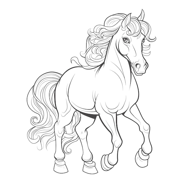 Vetor desenho de uma linha vetorial elegante de um cavalo