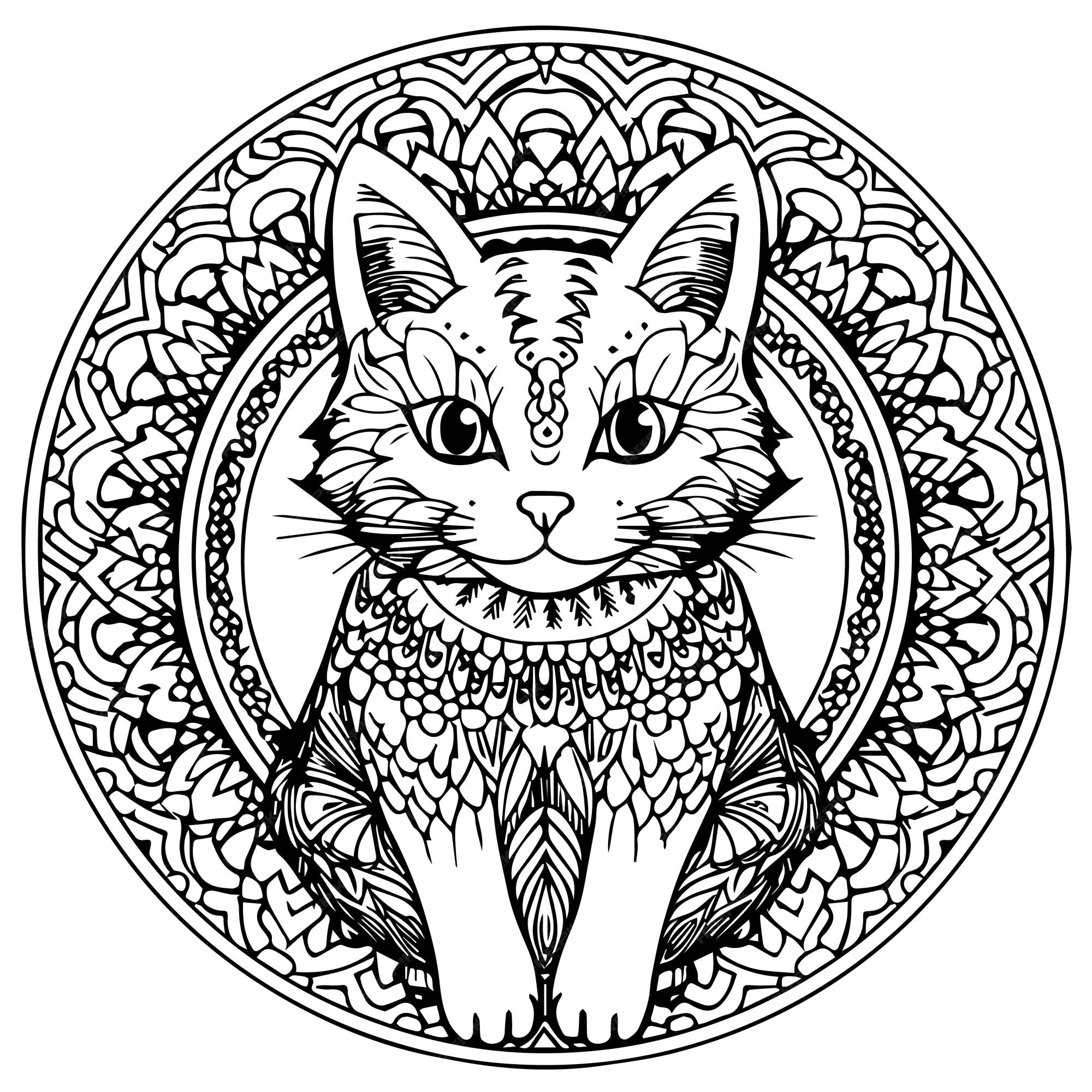 mandala de gato para colorir para adultos 6325843 Vetor no Vecteezy