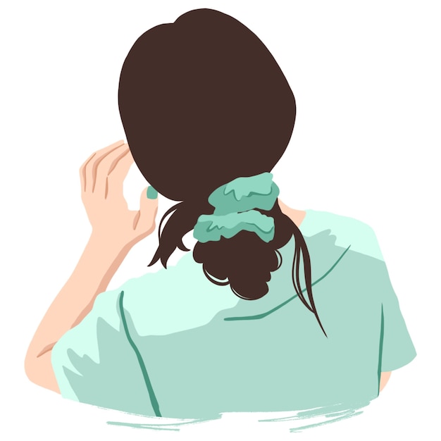 Vetor desenho de uma menina com um lindo penteado e manicure