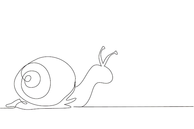 Vetor desenho de uma única linha de caracol de jardim comum rastejando mascote de animal de caracol para identidade de logotipo de alimentos conceito de comida saudável de caracol altamente nutritivo desenho de linha contínua ilustração vetorial gráfica