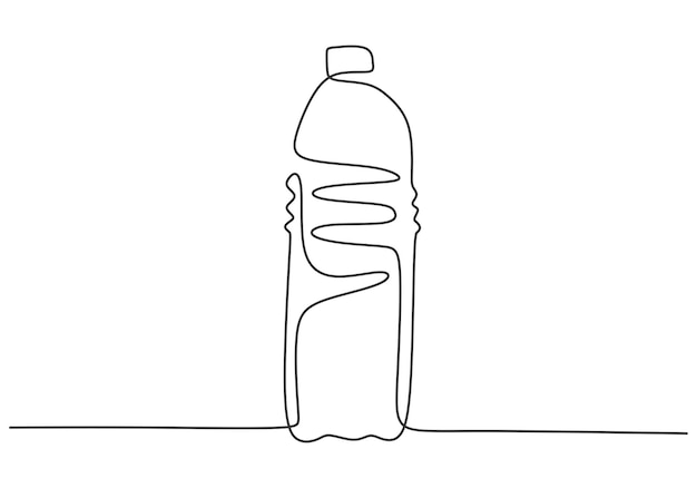 Desenho de uma única linha de um par de design minimalista de garrafas de água mineral isoladas no fundo branco o conceito de estilo de vida saudável bebida de verão frescura vector garrafa de plástico de água