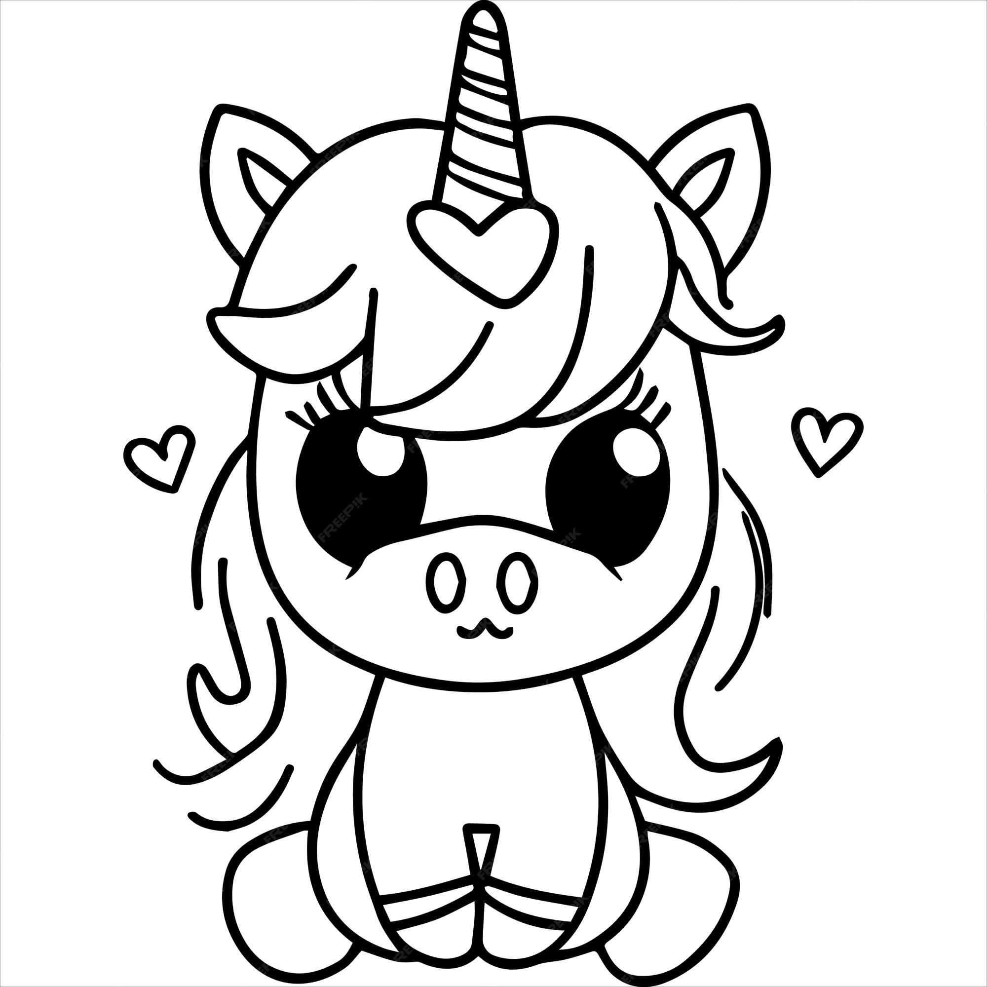 Desenho de unicórnio kawaii para colorir