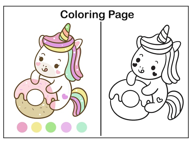 Desenhos de Kawaii Unicórnio para Colorir e Imprimir - Colorir Tudo