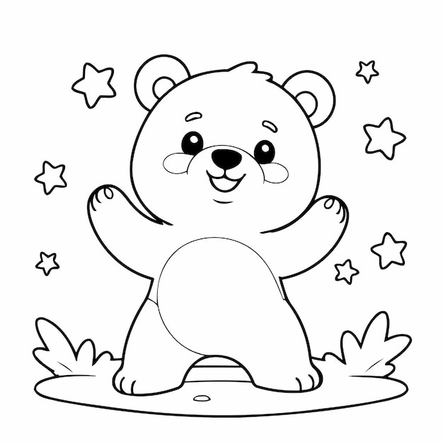 Vetor desenho de urso engraçado para livros de crianças pequenas