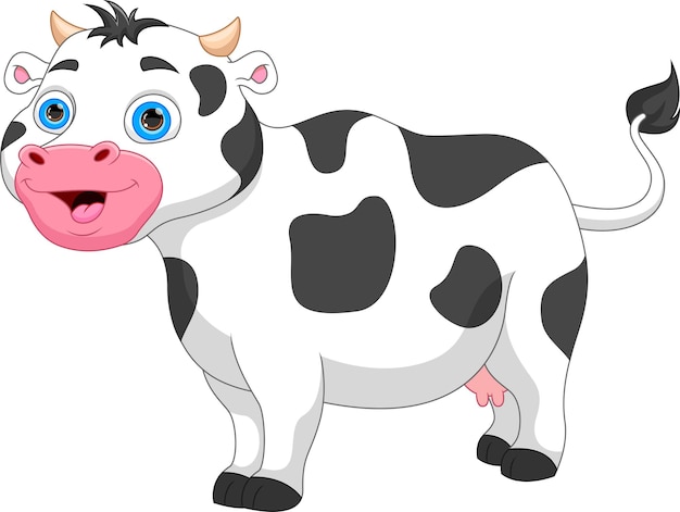 Desenho de vaca bebê fofo no fundo branco