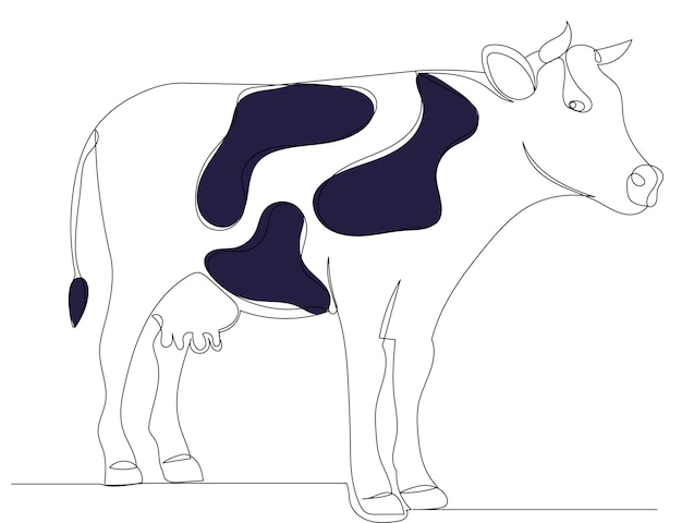 Desenho de vaca em um vetor isolado de linha contínua