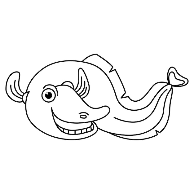 desenho de vetor de desenho animado de enguia engraçado para colorir