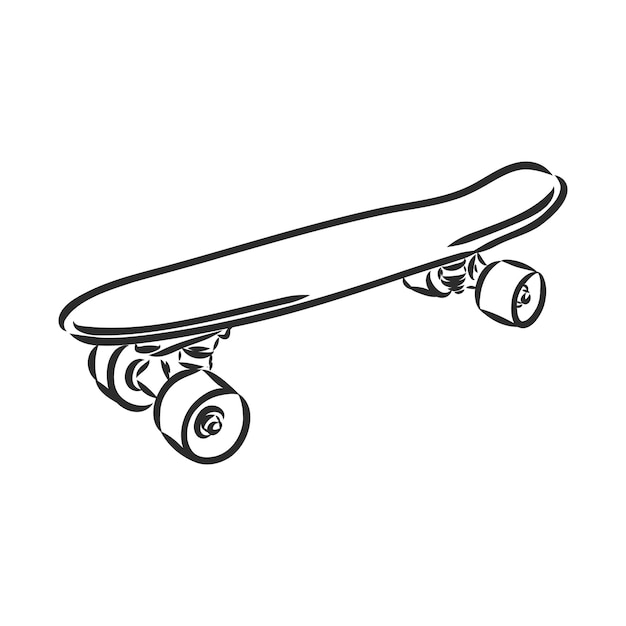 Vetores de Jogo Dos Skates Isolados No Branco Doodle Longboard