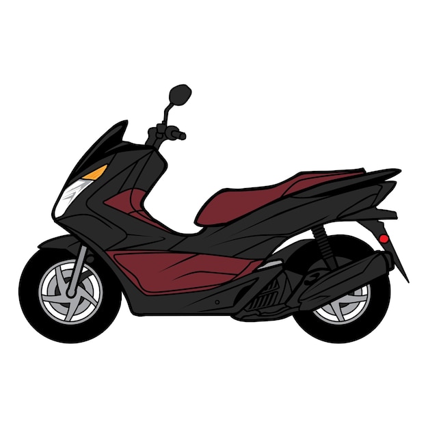 Vetor desenho de vista lateral de motocicleta de scooter