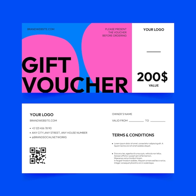 Desenho de voucher de presente Cartão de resumo para promoções e ofertas