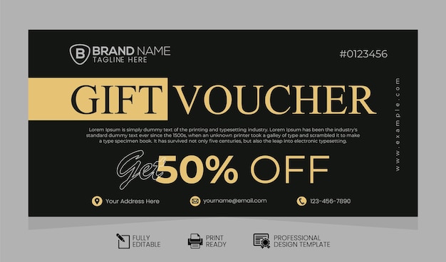 Desenho de voucher de presente de desconto Modelo promocional para venda Ofertas de promoção de venda Voucher de presente