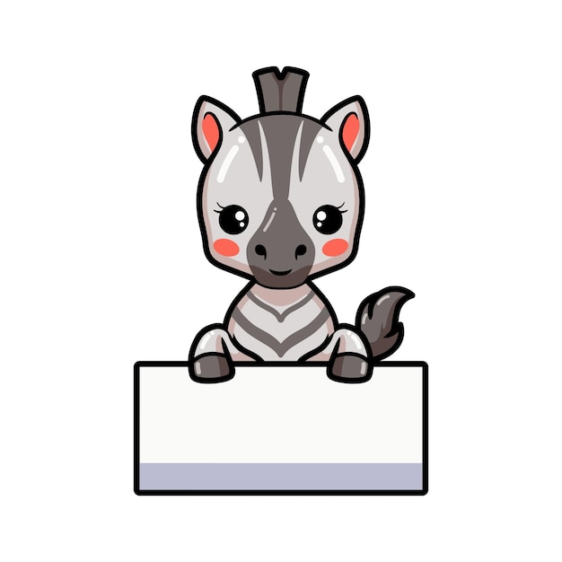 Desenho de zebra de bebê fofo com sinal em branco