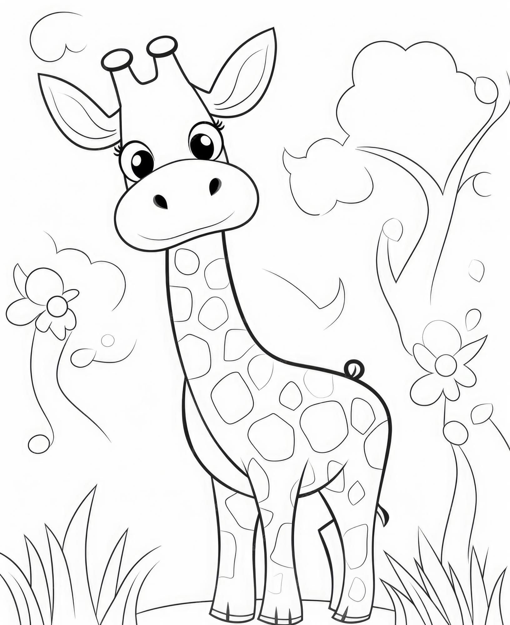 Livro para colorir desenho centrado kawaii zebra