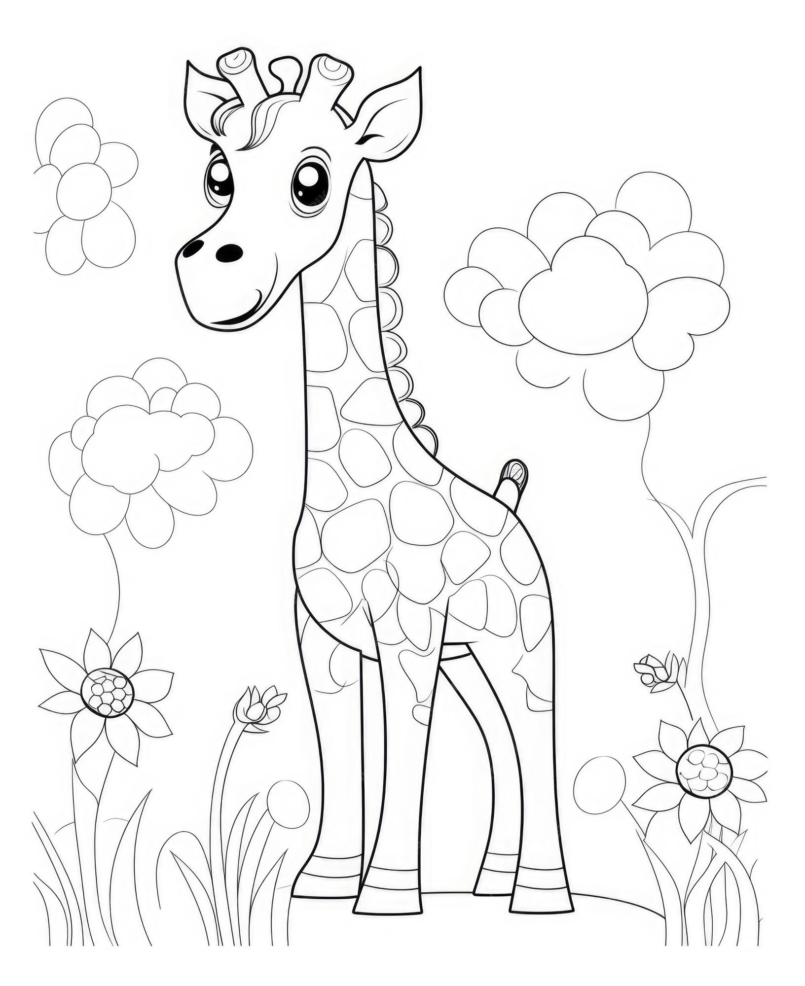 Livro para colorir desenho centrado kawaii zebra