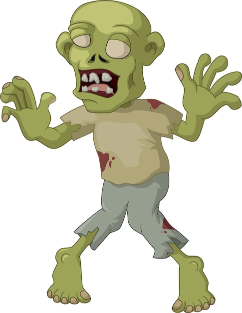 Desenho de zumbi assustador no fundo branco