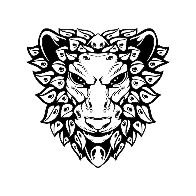 Vetor desenho decorativo de uma cabeça de leão
