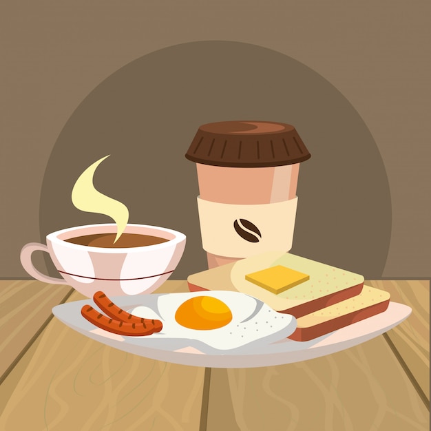 Vetor desenho delicioso saboroso café da manhã