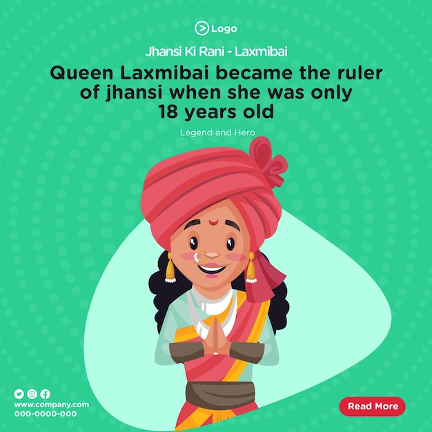 Desenho do banner da rainha de jhansi laxmibai modelo de desenho animado