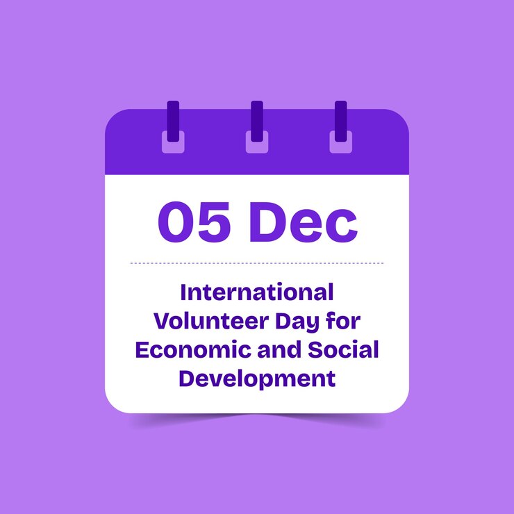 Vetor desenho do calendário vetorial do dia internacional do voluntário para o desenvolvimento econômico e social