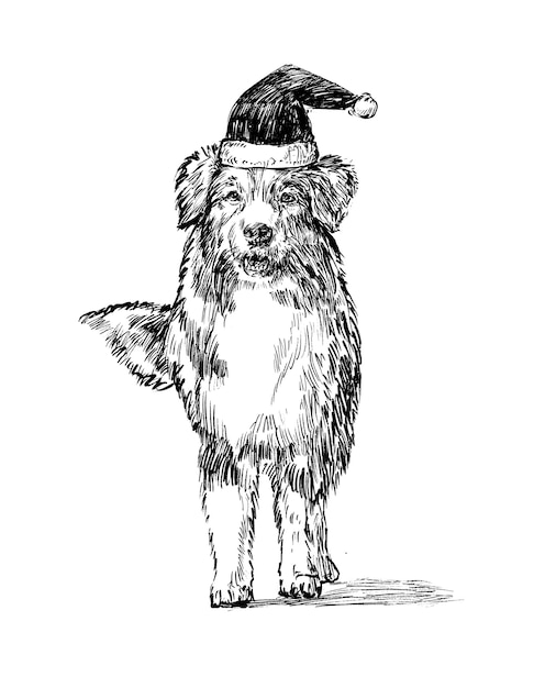 Vetor desenho do cão da mão do natal