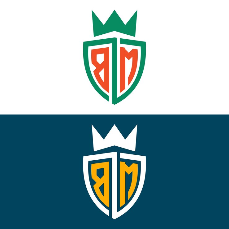 Vetor desenho do conjunto de letras do logotipo bm